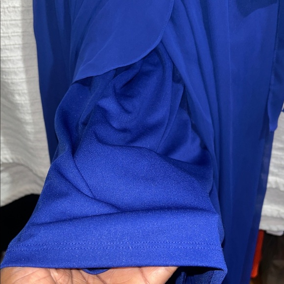 SLNY Cobalt Cold-Shoulder V-Neck High-Low Dress Ptp 19” GUC - Picture 6 of 9